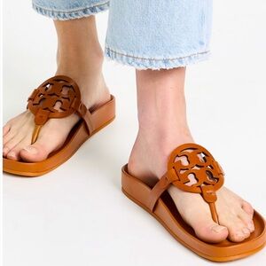 Tory Burch Miller Cloud Sandals Tan Leather sz9